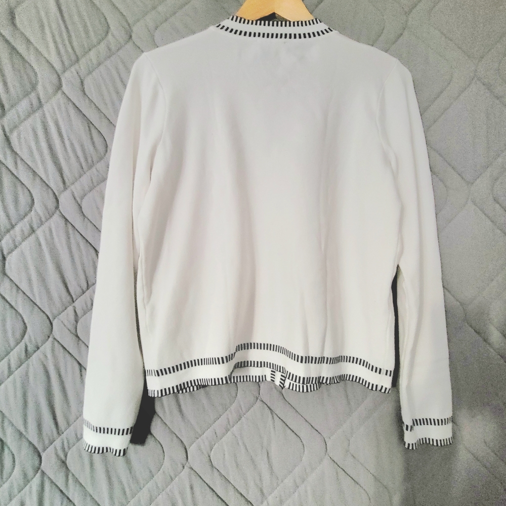 Adrianna Papell Womens White Blazer with Black Stripes Size US M - Picture 2 of 8